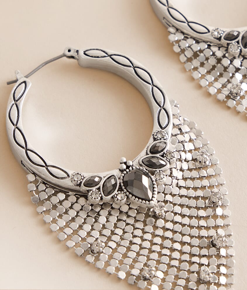 Metal Mesh Hoop Earring - thumbnail 2