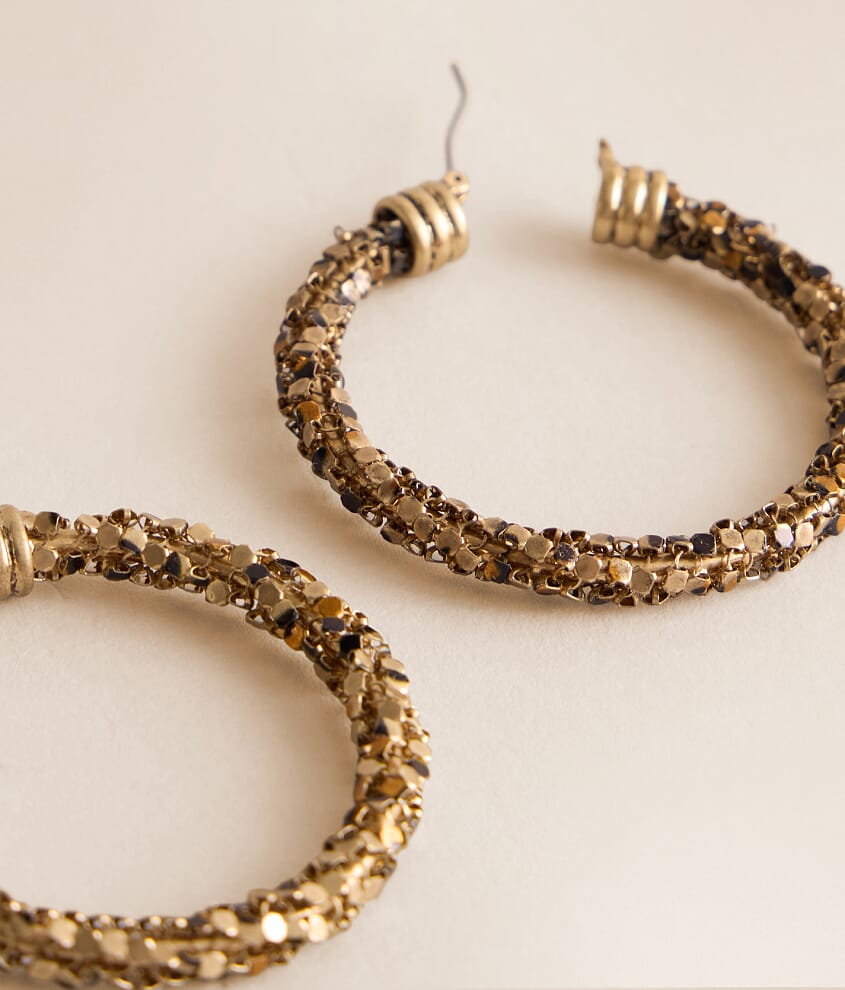 Metal Mesh Wrapped Hoop Earring - thumbnail 2
