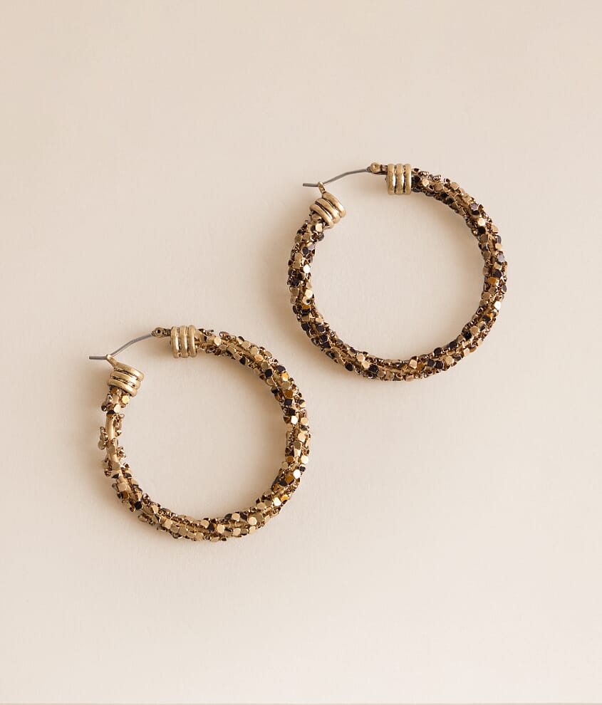 Metal Mesh Wrapped Hoop Earring