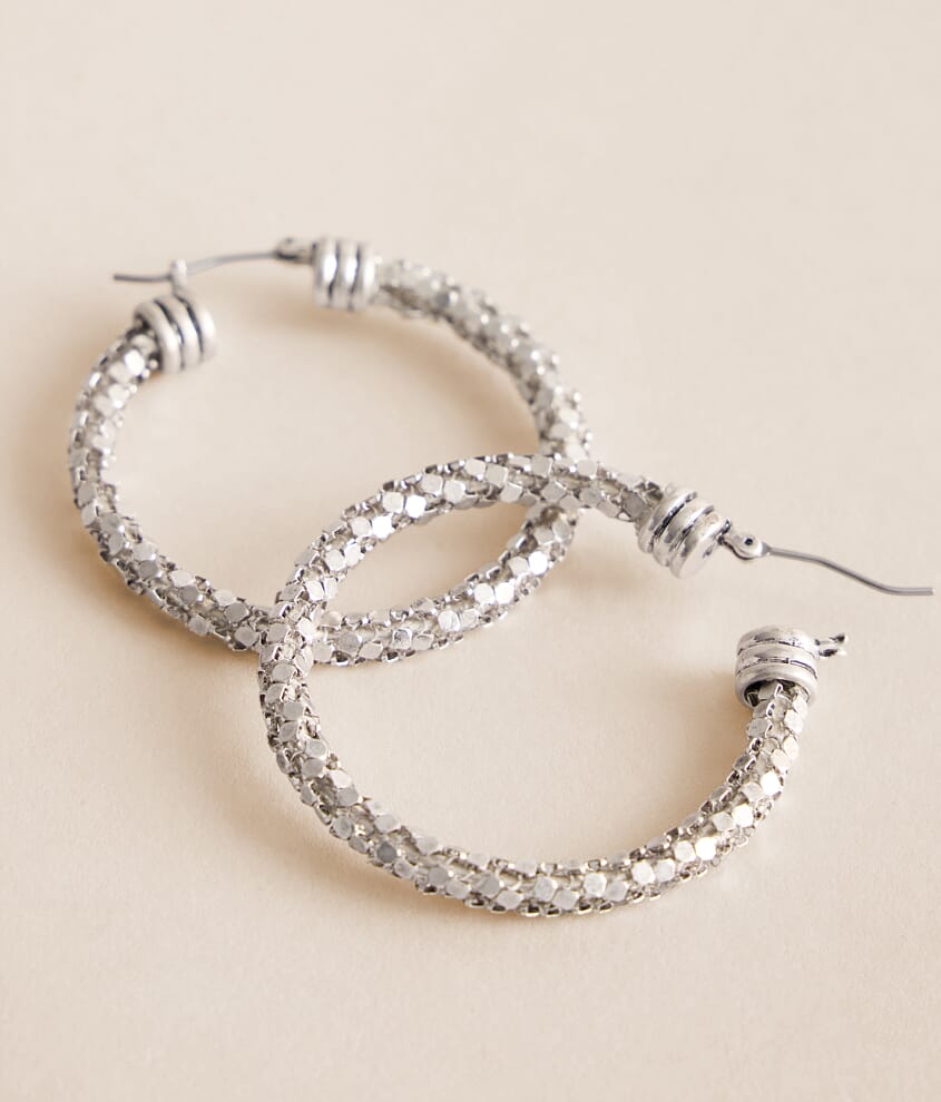 Metal Mesh Wrapped Hoop Earring - thumbnail 2