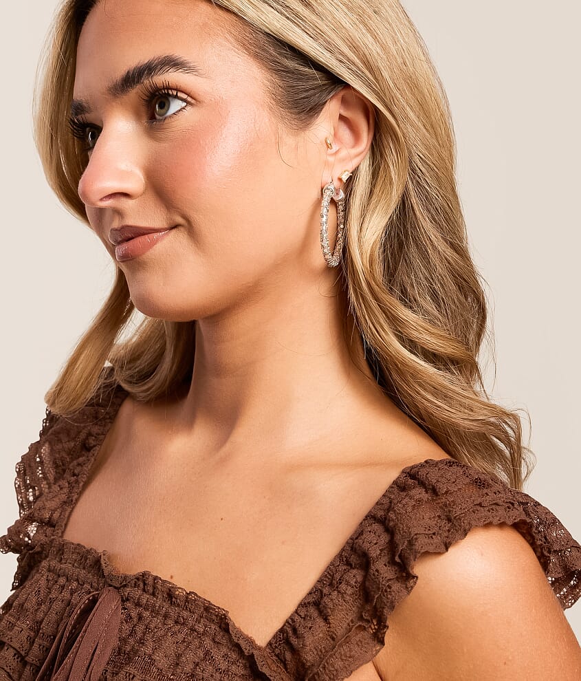 Metal Mesh Wrapped Hoop Earring