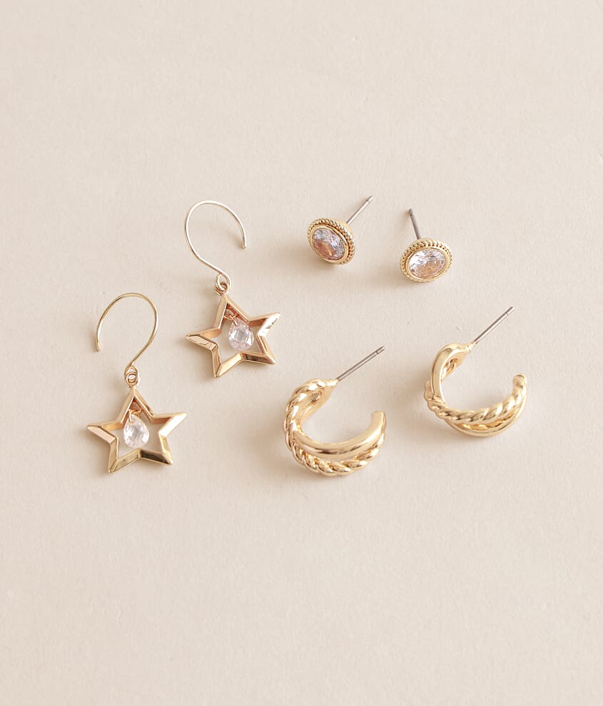 3 Pack Star Earring Set