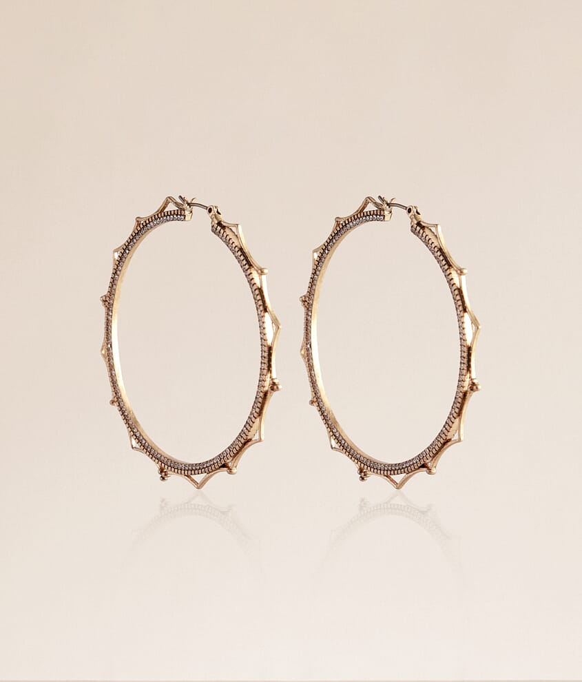 Pave Scalloped Hoop Earring