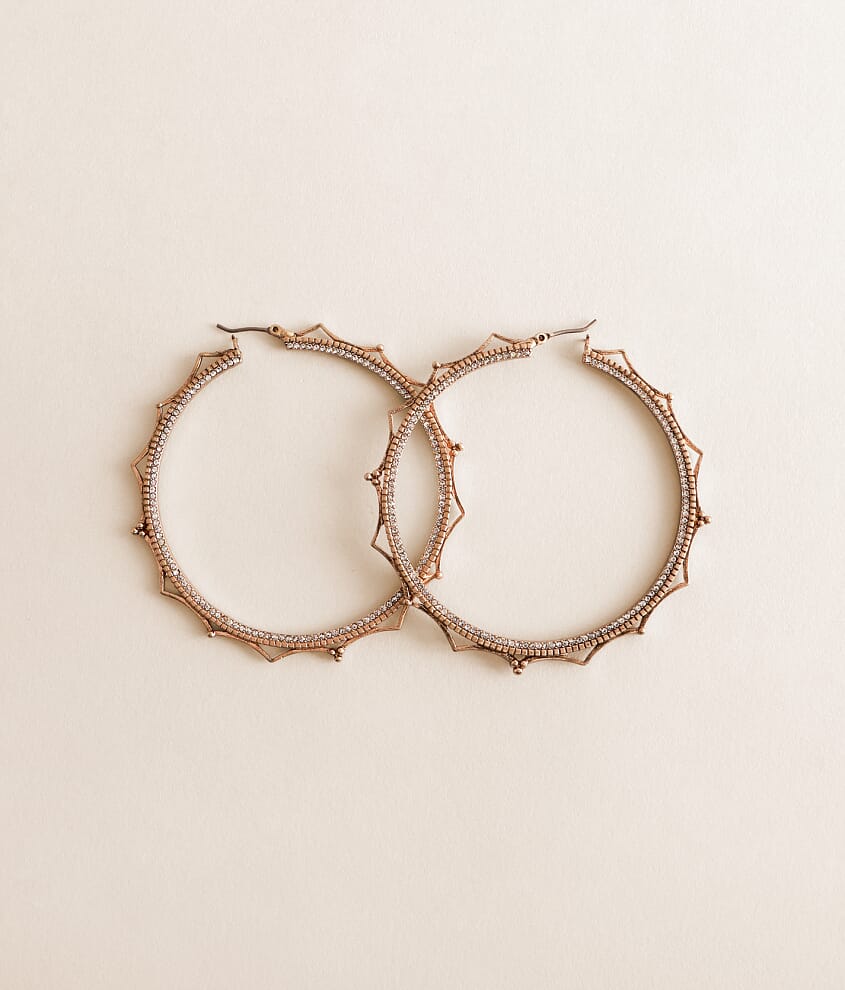 Pave Scalloped Hoop Earring