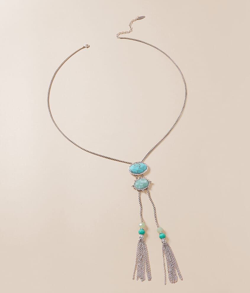 Turquoise Stone Fringe Necklace - thumbnail 2