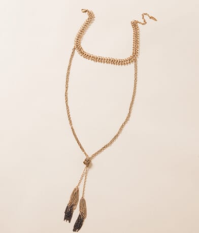 Lainey Wilson Fringe Lariat Choker Necklace front view