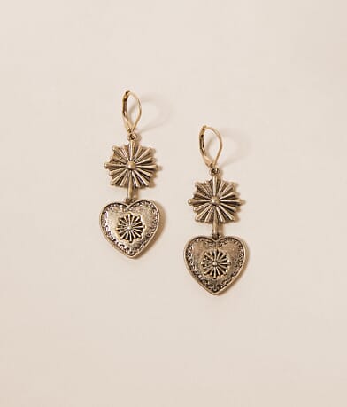 Sterling & Stitch Double Heart Drop Earring front view
