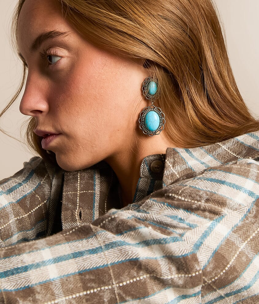 Double Turquoise Stone Earring