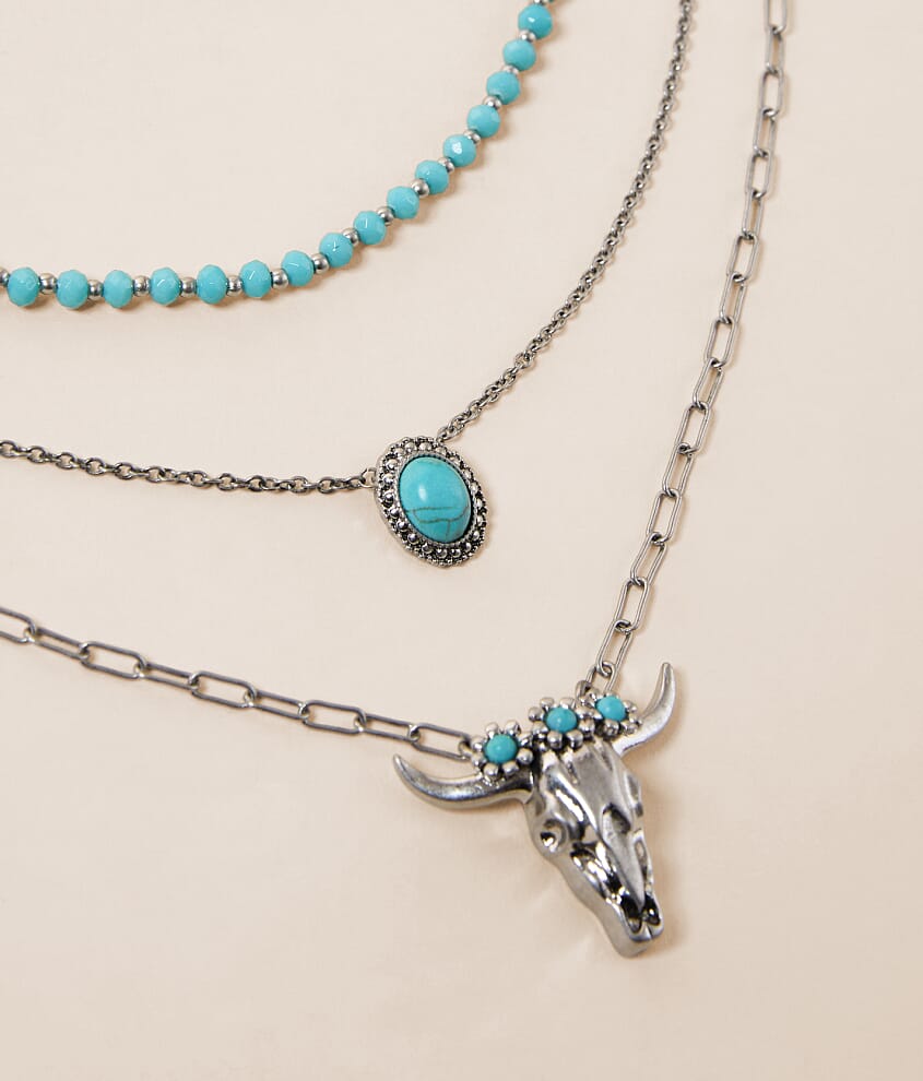 3 Pack Steer Pendant Necklace Set