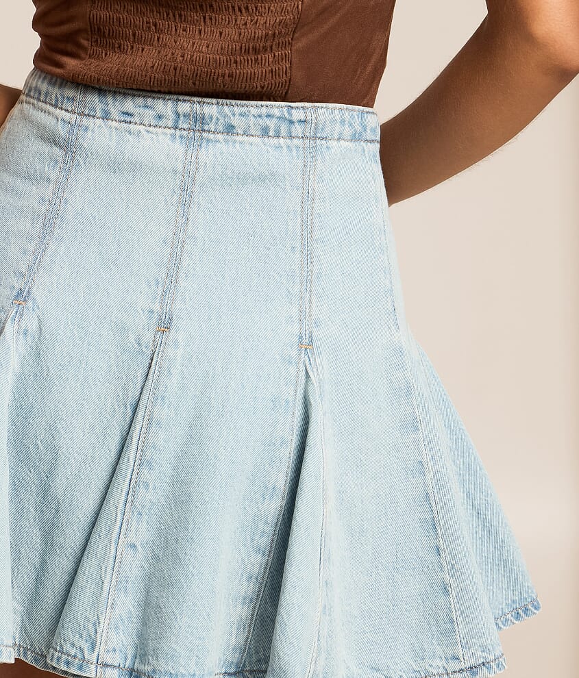 Godet Denim Mini Skirt
