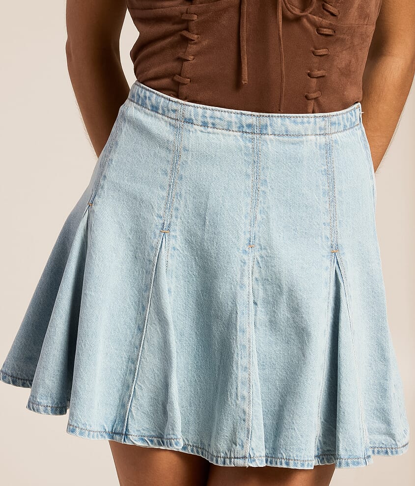 Godet Denim Mini Skirt