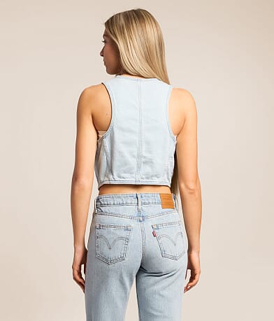 Racer Denim Cropped Vest thumbnail 2