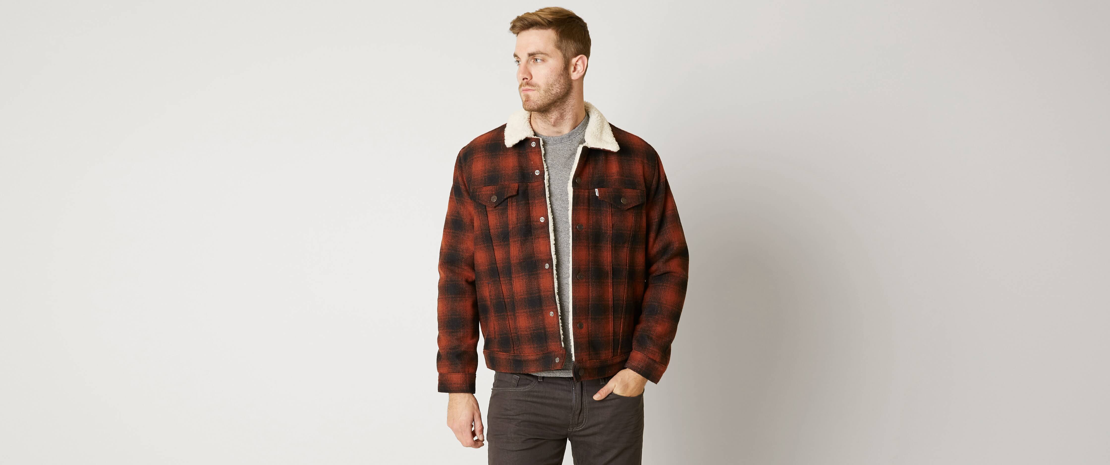 levis plaid sherpa jacket