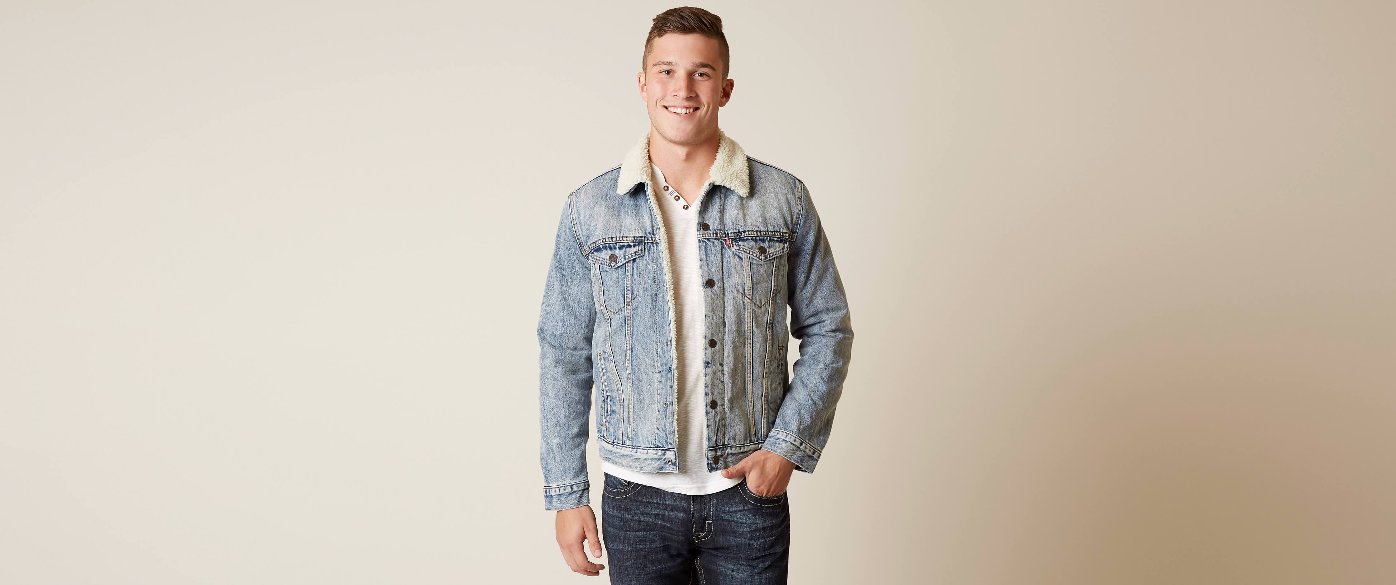levi's mens type 3 sherpa trucker jacket fine line sherpa