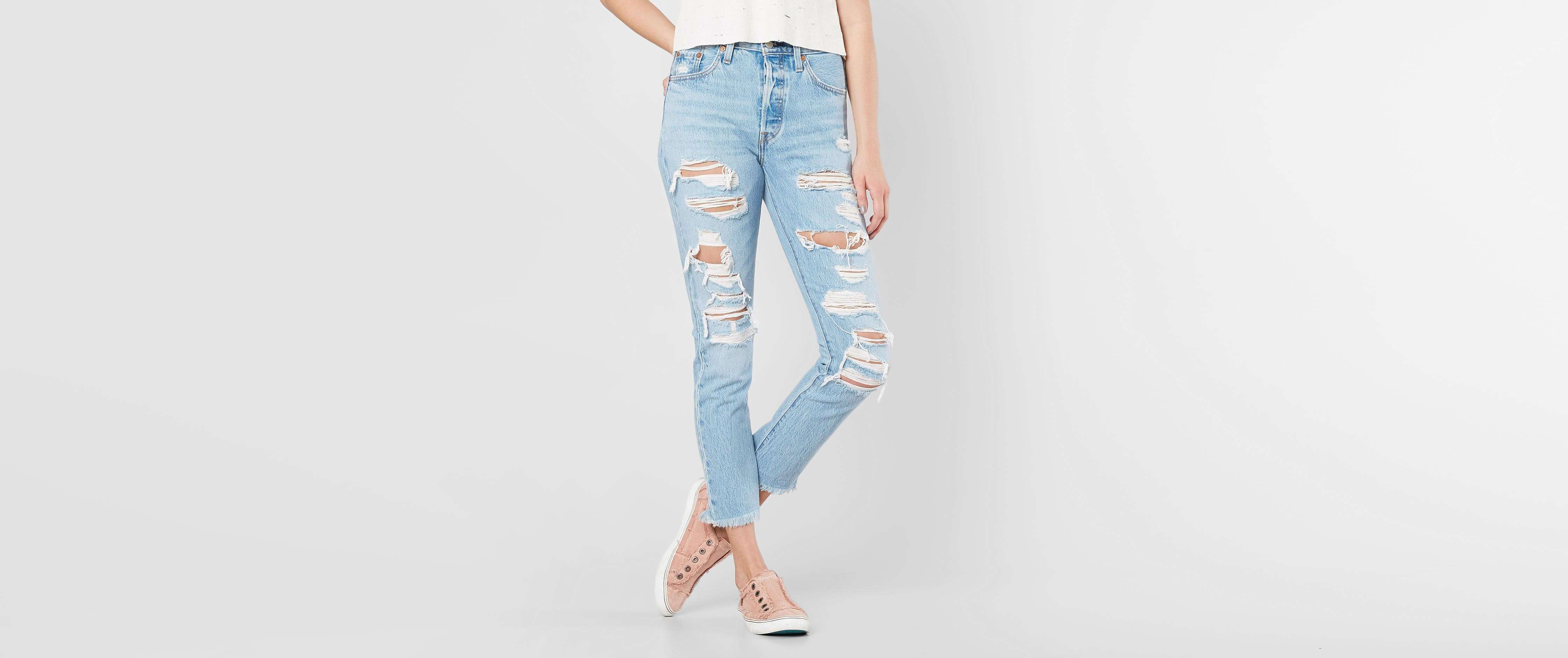 levi's ripped skinny jeans womens
