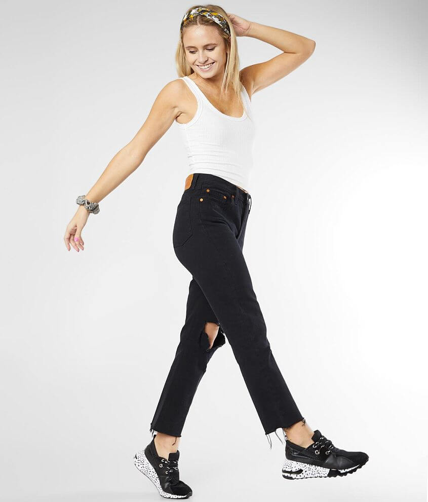 Levis 501 crop cheap jeans black