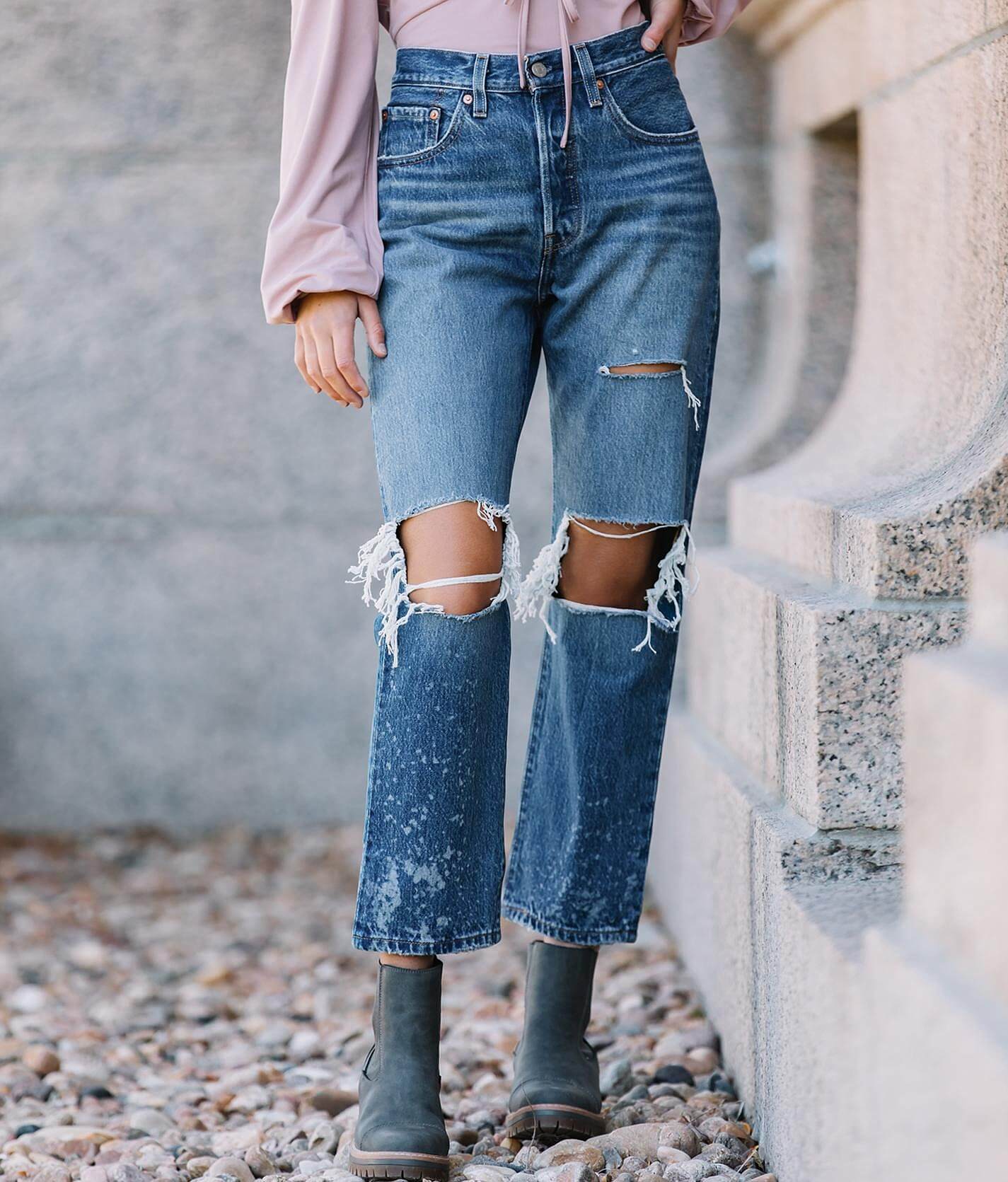 buckle cropped jeans