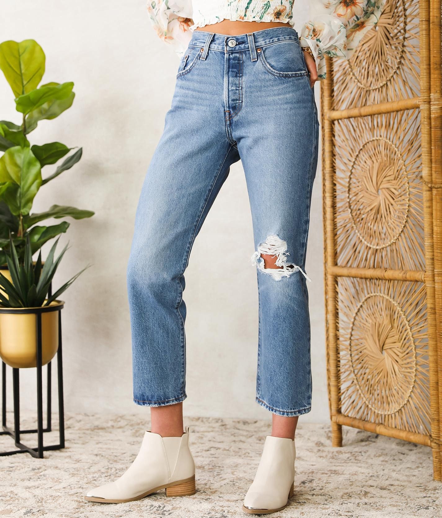 Levis 501 original cropped hot sale women's