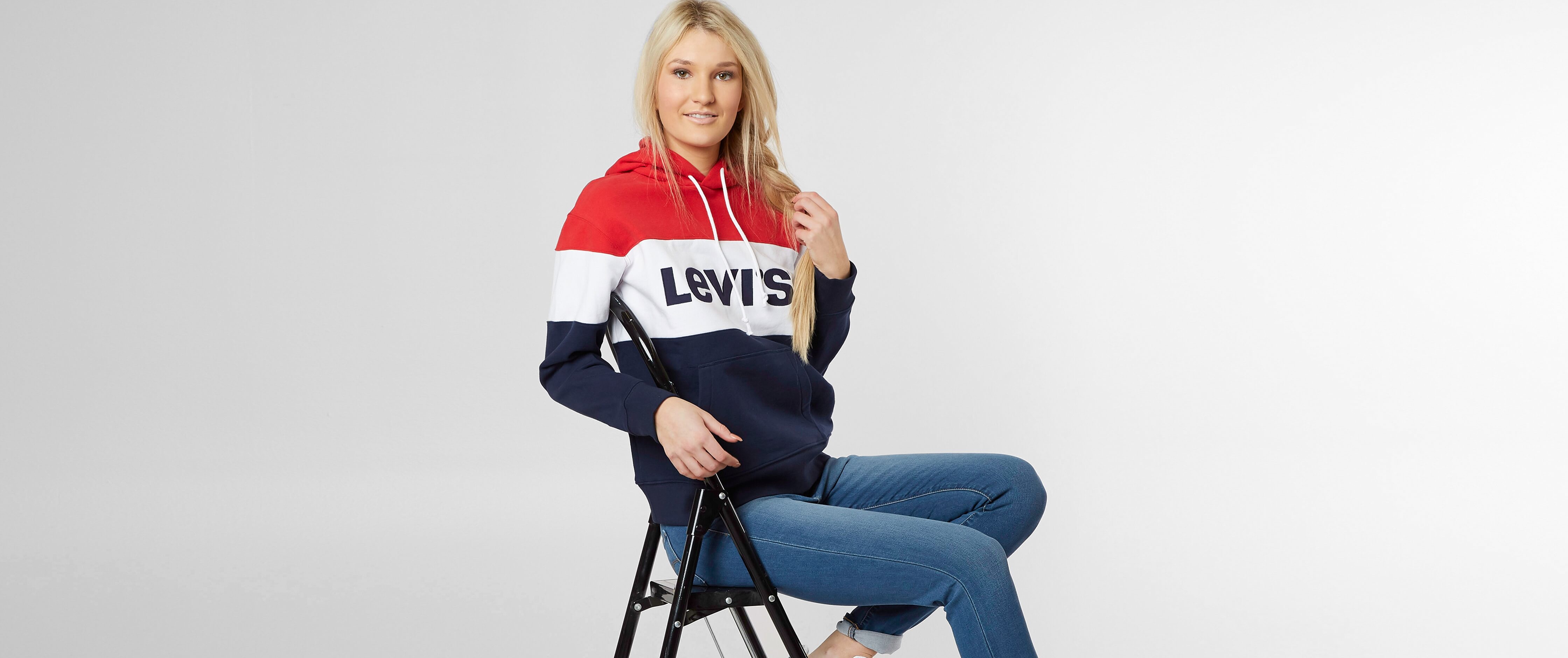 levis color block hoodie women's