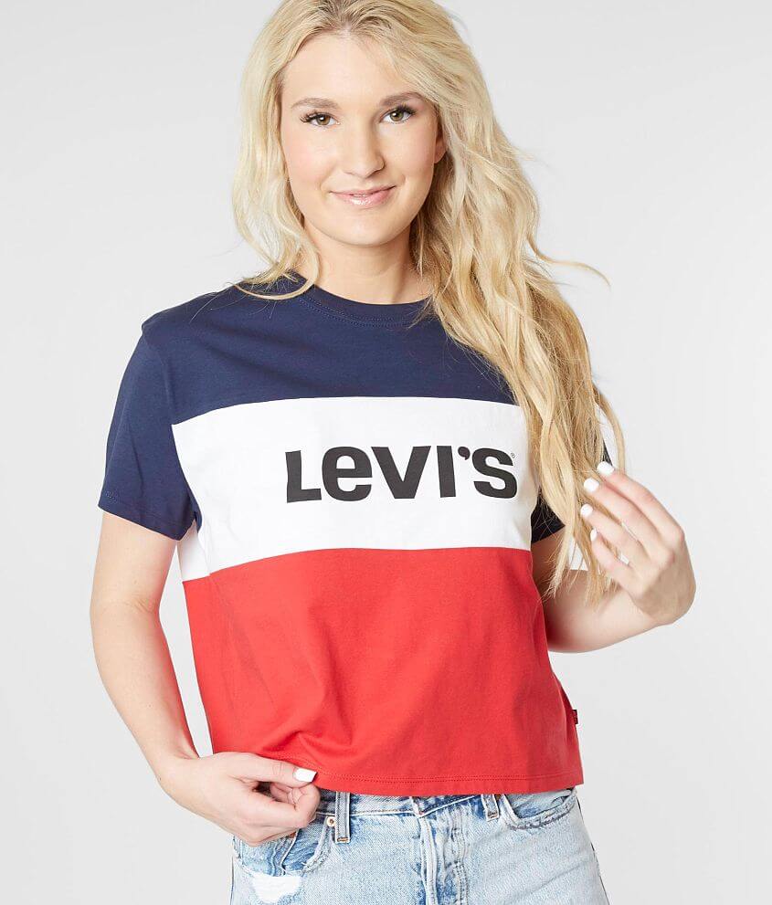 Levi's® Color Block JV T-Shirt - Women's T-Shirts in Blue White Red ...
