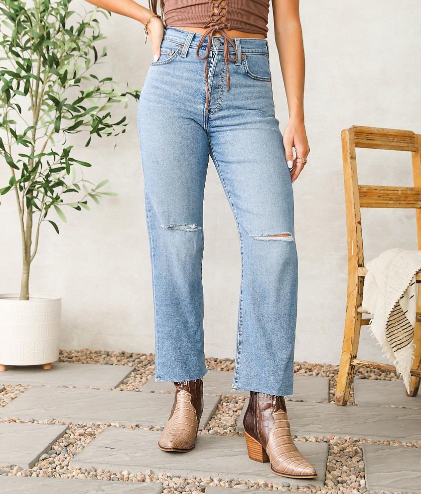 Ribcage Straight Ankle Jeans - Blue