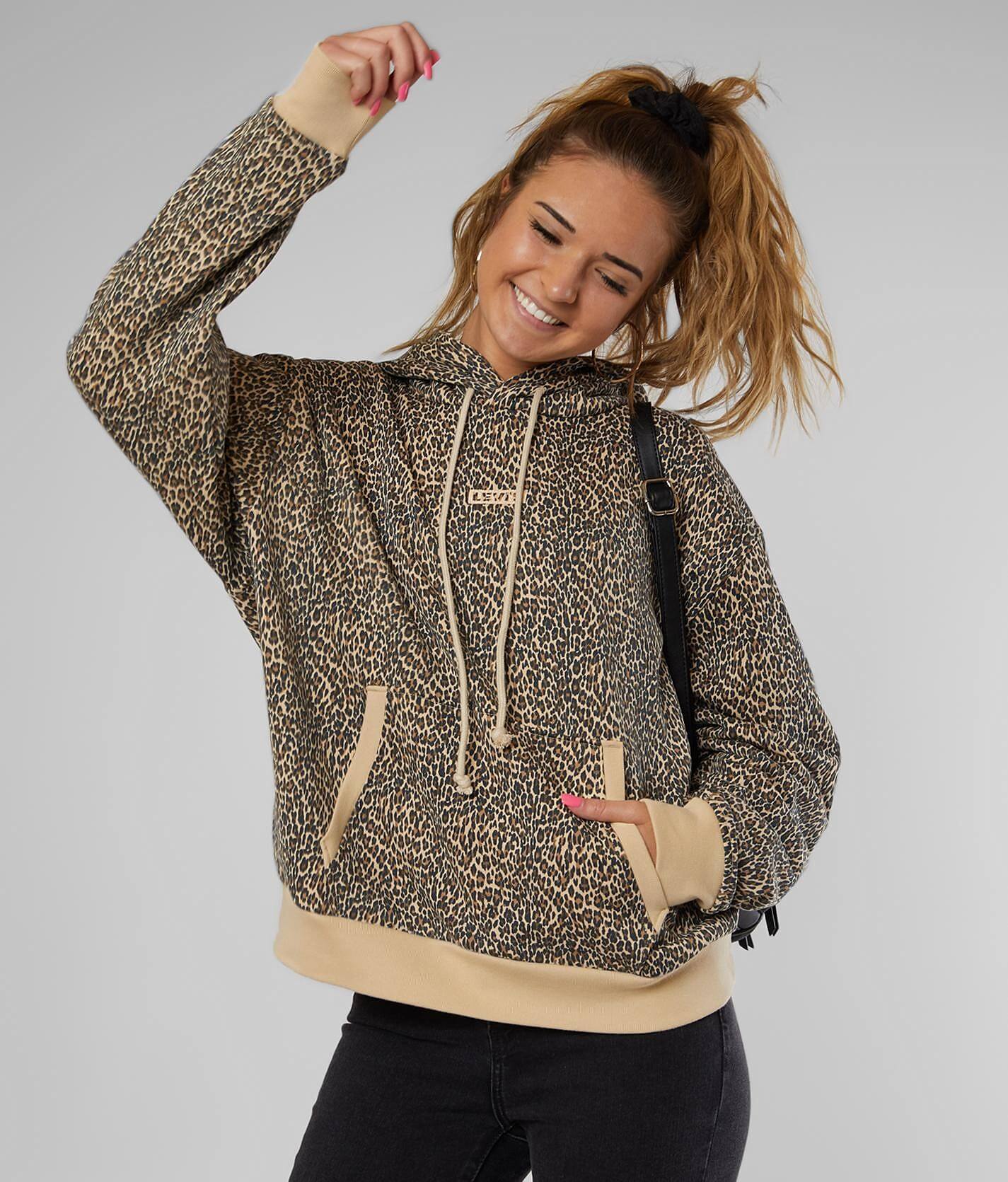 cheetah print zip up hoodie