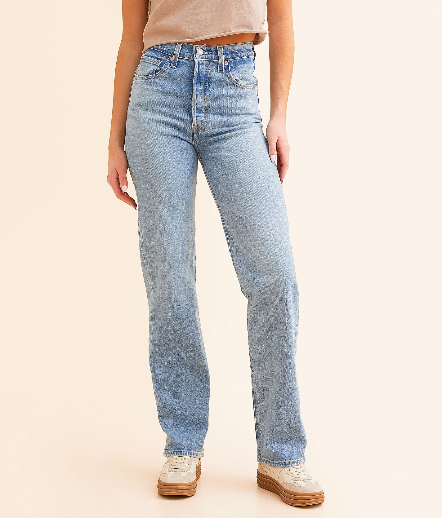 Levi's Ribcage Samba Done - Light Wash Jeans - Straight Jeans - Lulus