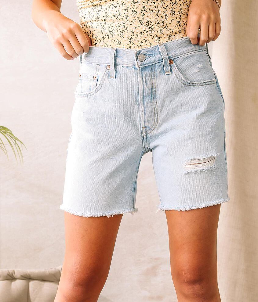 Levi's 501 Mid Thigh Distressed Button Fly Shorts Women's Size 28 - beyond  exchange