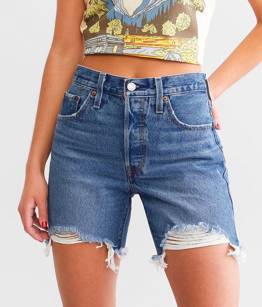 Levi's Womens Premium 501 Mid Thigh ShortDenim Shorts