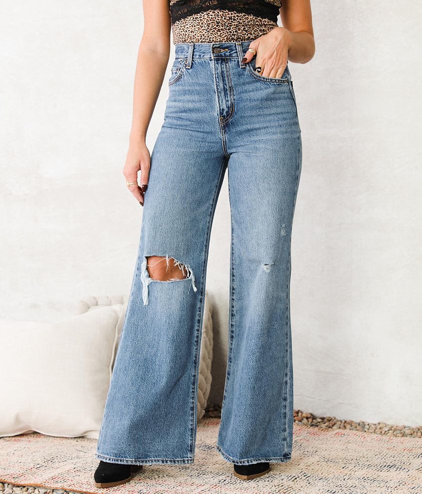 Levi's high loose flare jeans in light wash