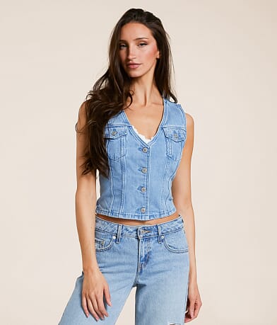 Levi's® Premium Bella Denim Corset Cropped Vest front view