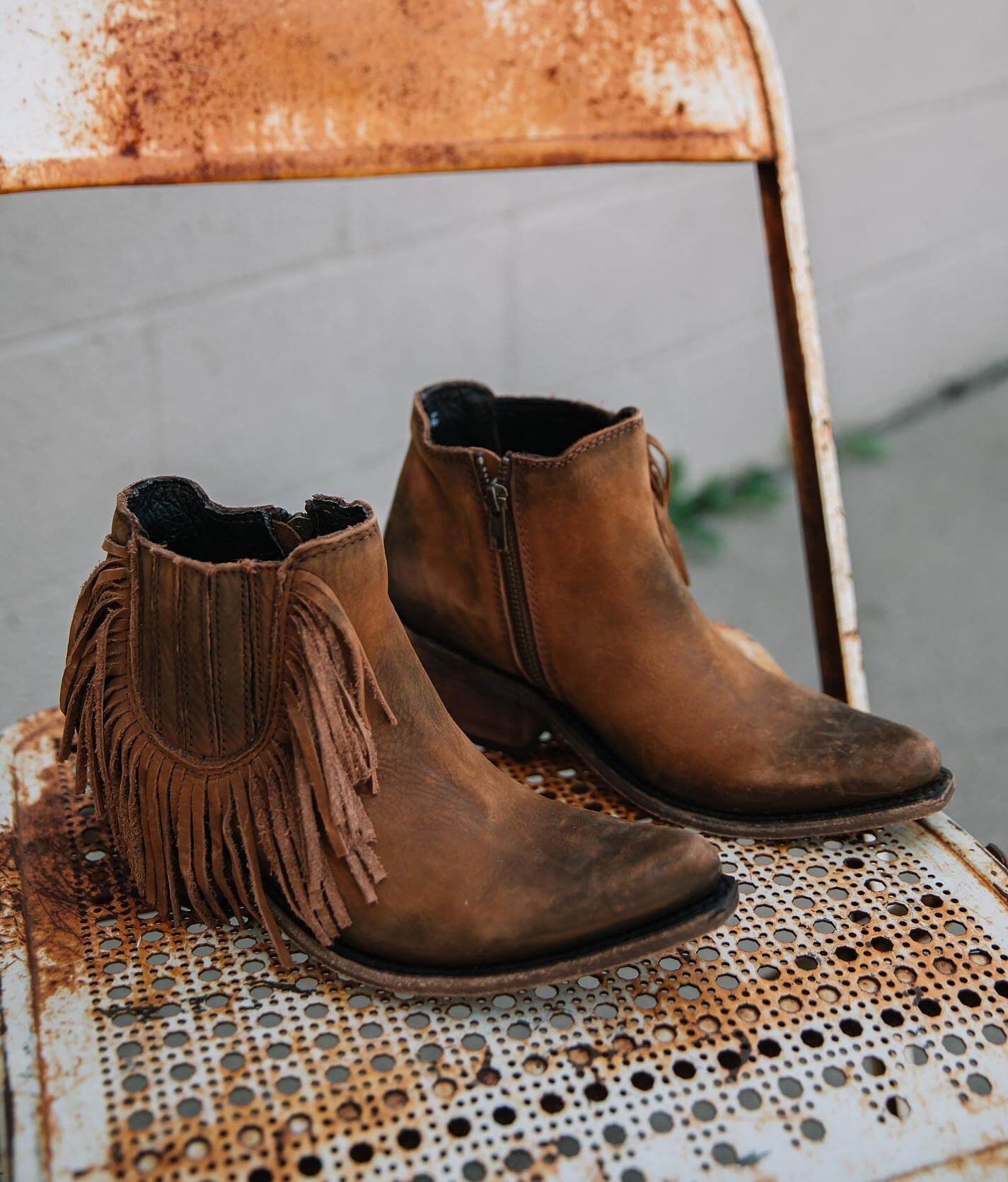 black leather western ankle boots