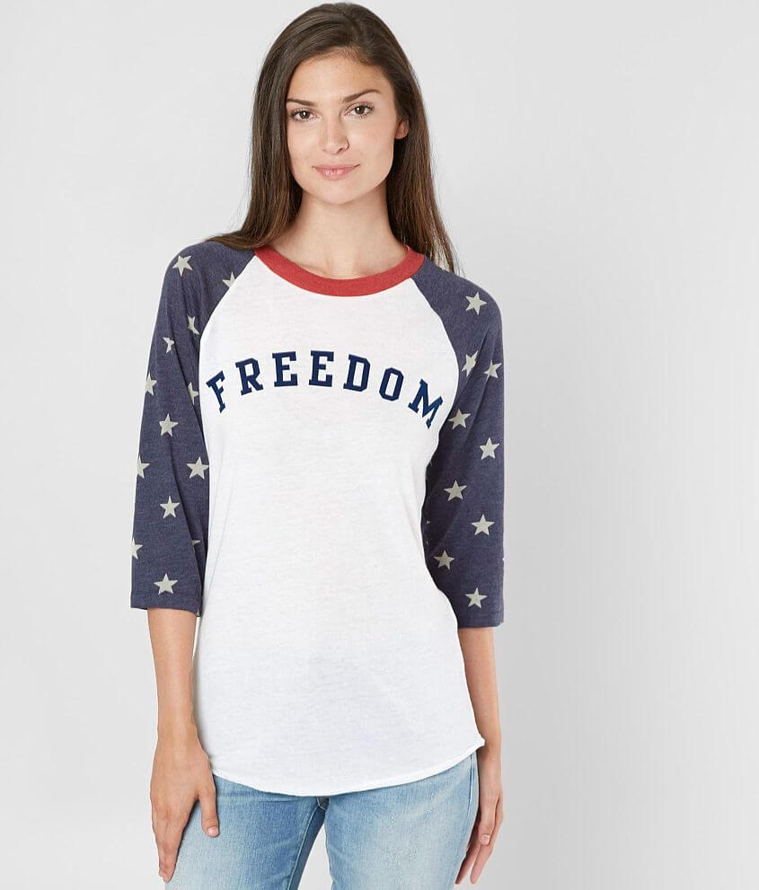 The Light Blonde Freedom Stars Raglan T-Shirt front view