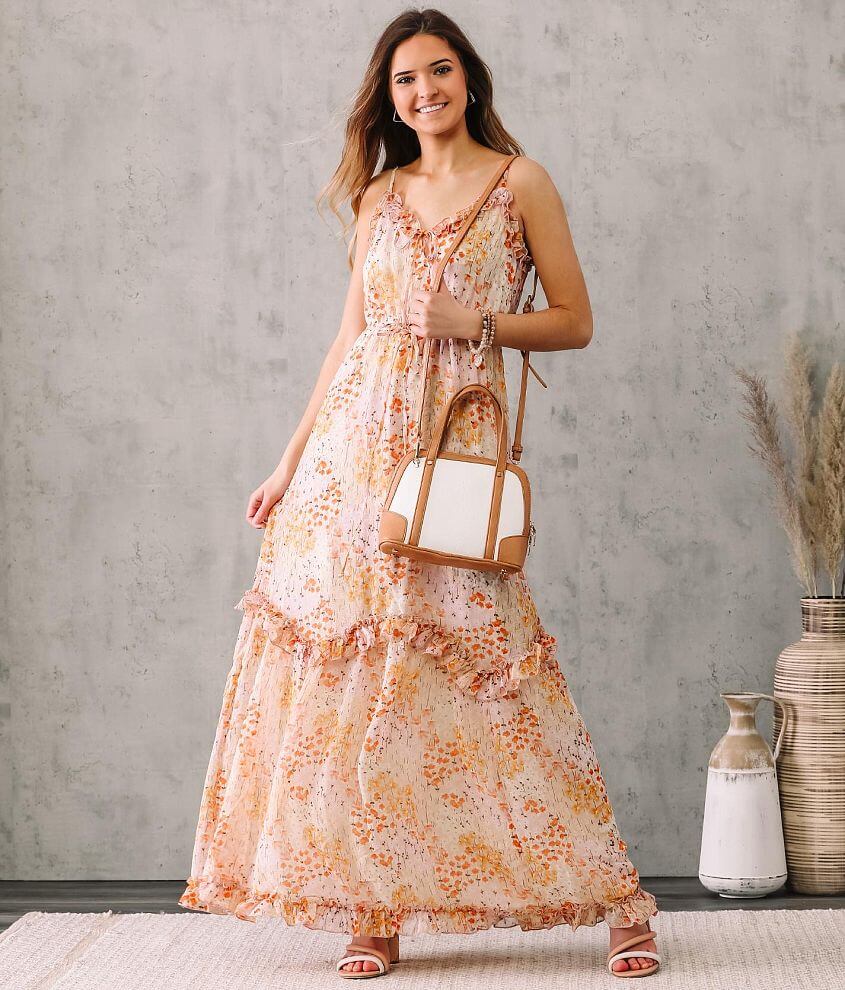 June & Hudson Floral Ruffle Maxi Dress front view