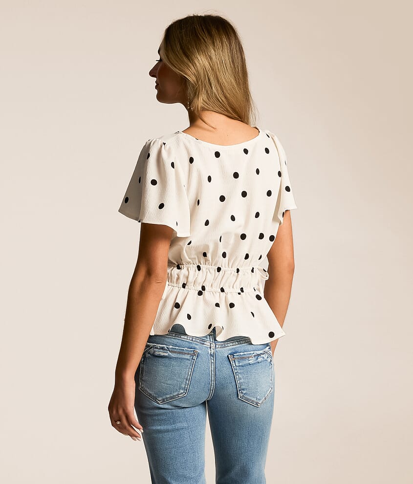 Polka Dot Peplum Top - thumbnail 2