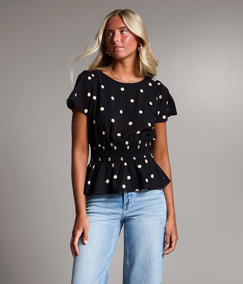 Polka Dot Peplum Top