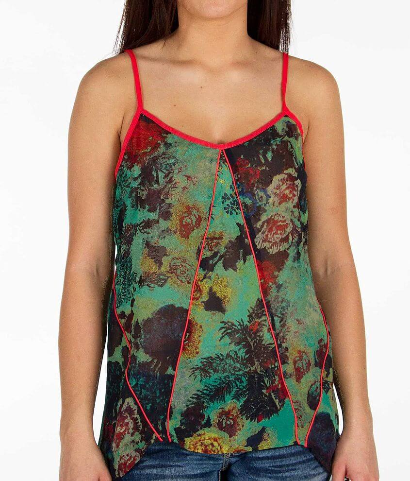 Lily White Floral Print Tank Top front view