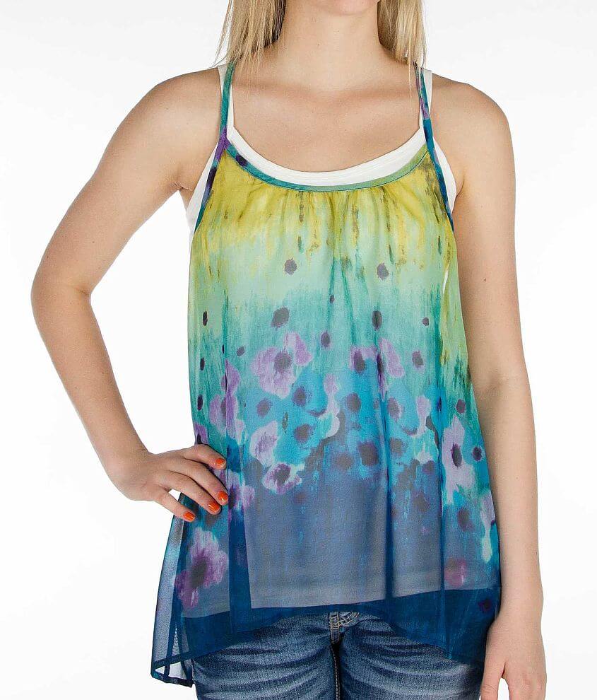 Lily White Chiffon Tank Top front view