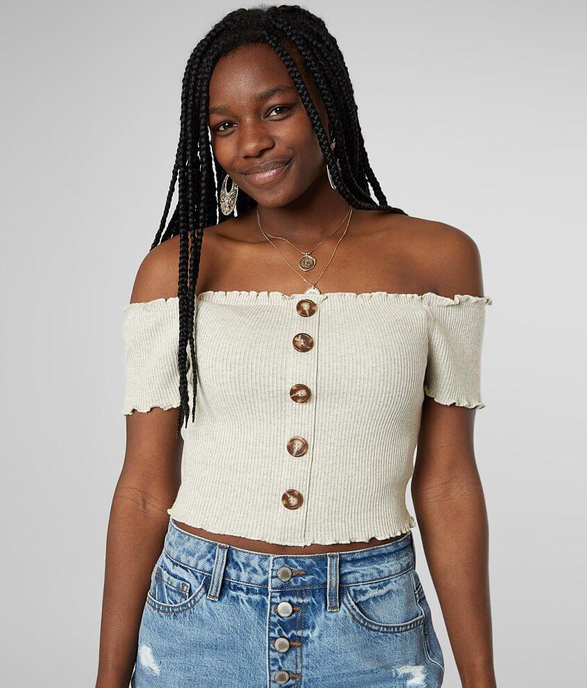 Image of june & hudson Off The Shoulder Cropped Top