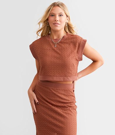 Willow & Root Lace Cropped Top front view