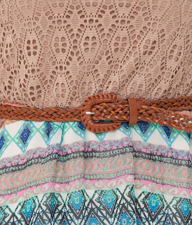 As U Wish Printed Dress front detail view
