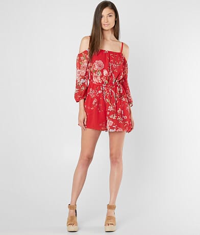 As U Wish Floral Cold Shoulder Romper full right side view
