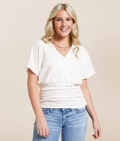 Daytrip Textured Dolman Knit Top front view