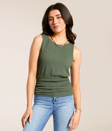Daytrip Textured High Neck Tank Top front view