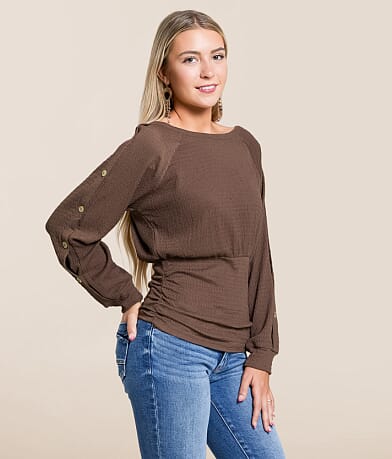 Daytrip Faux Button Banded Top front view