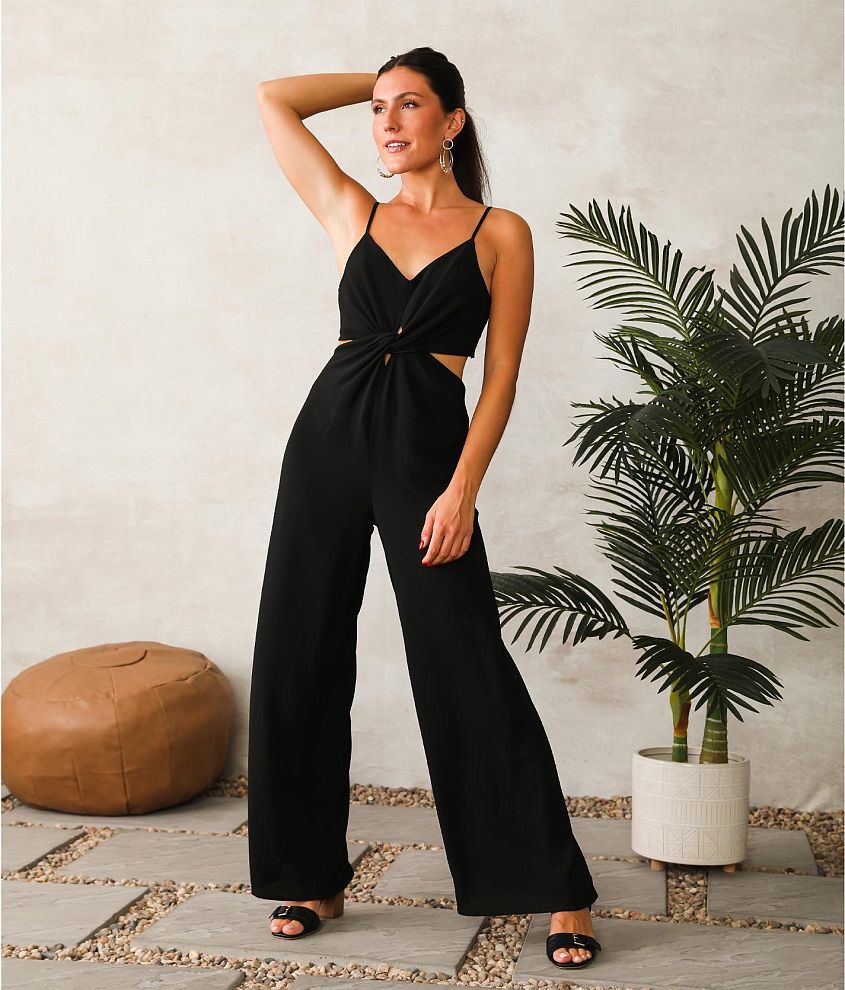 Willow &#38; Root Twisted Wide Leg Jumpsuit front view