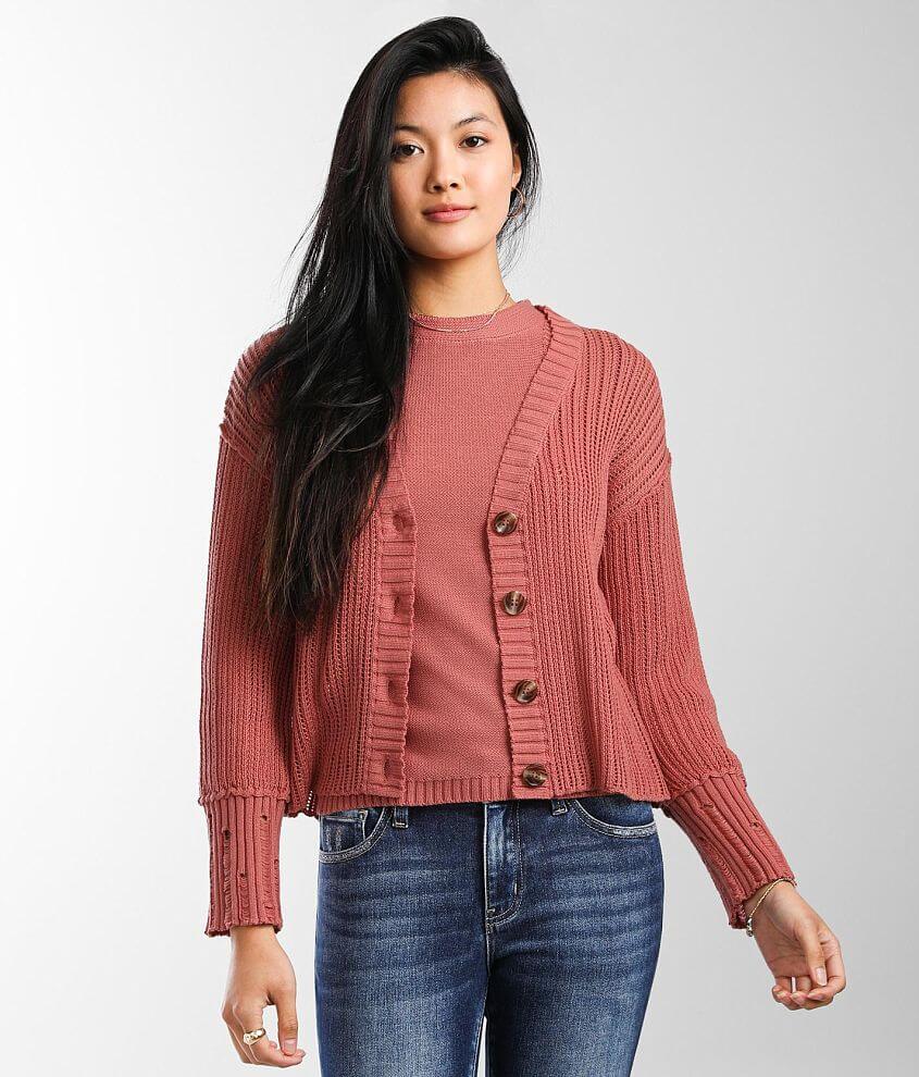 Red cardigan sweater on sale sets