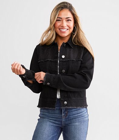 Daytrip Rhinestone Studded Denim Jacket full right side view