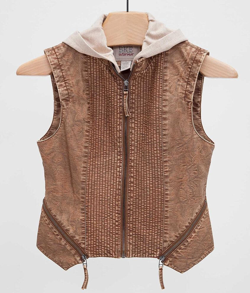BKE Faux Leather Vest Women's Coats/Jackets in Saddle Buckle