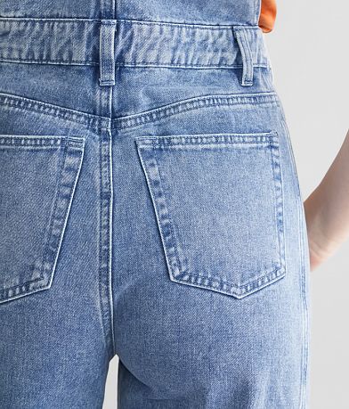 Listicle Undone Flare Denim Overalls BACK_POCKET
